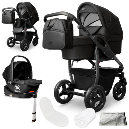 Bergsteiger Capri 3-in-1 Combination Pushchair - Baby Carrier, Sports Seat & i-Size Baby Seat, Pneumatic Tyres, Suspension, Height-Adjustable Handle, Foldable, Accessories