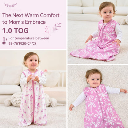 Unnivoll Baby Sleeping Bag, 1.5 Tog Baby Sleeping Bag, 0-6 Months, Pack of 2, Sleeping Bag, Winter, Autumn, 67 cm, for Boys and Girls, Newborns, Coffee