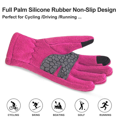 Arcweg Children's Gloves, Fleece, Warm Running Gloves, Winter Gloves, Non-Slip Cycling Gloves, Touchscreen Gloves for Boys and Girls, Finger Gloves for Sports, Outdoor, Camping, Hiking, Running