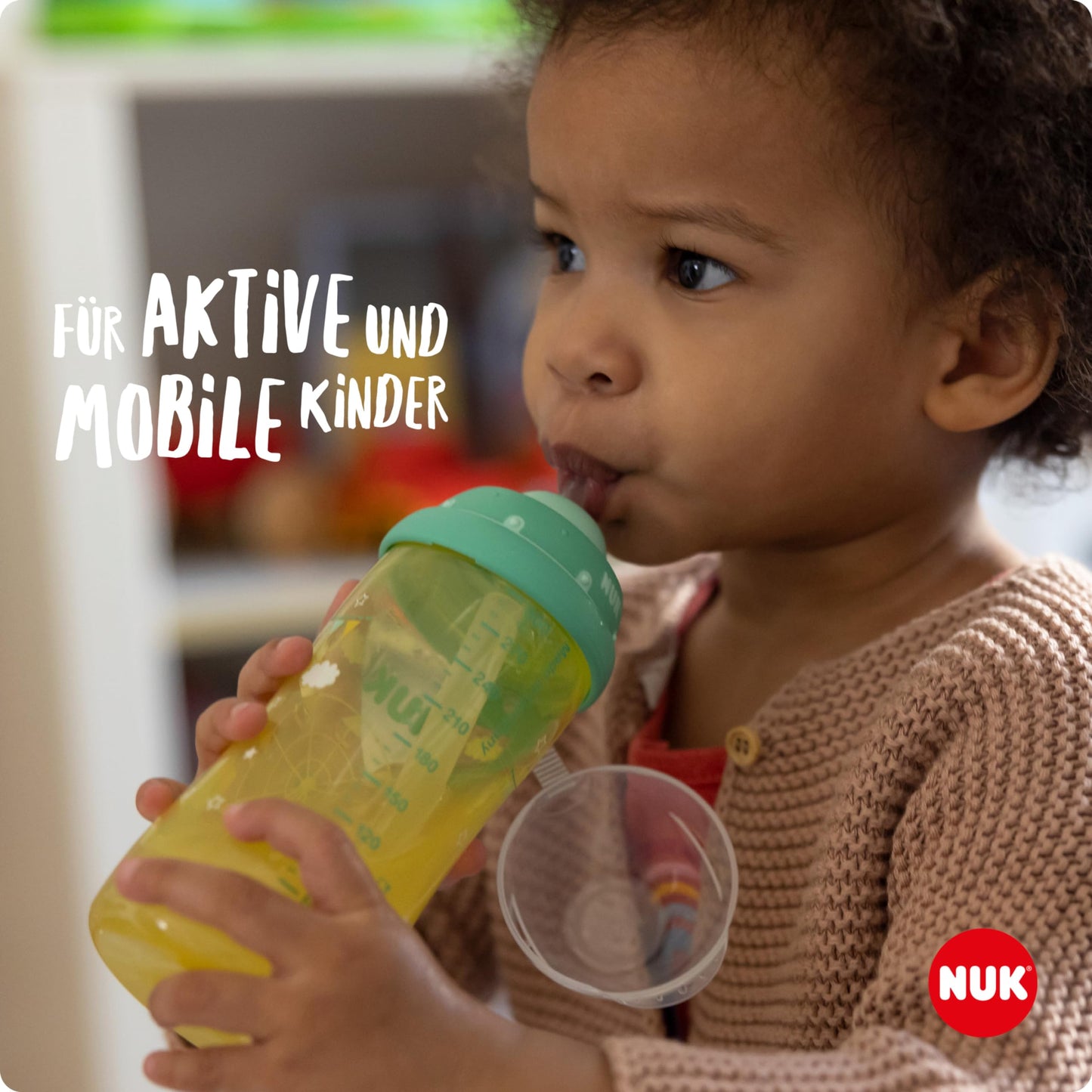 NUK Flexi Cup Trinklernbecher für Kleinkinder | 12+ Monate | 300 ml | Auslaufsicherer, weicher Trinkhalm | Clip & Schutzkappe | BPA-frei | Blau