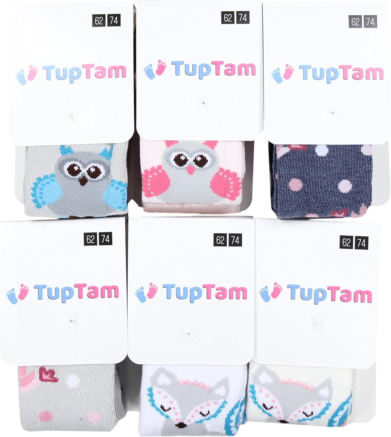 TupTam, Girls' Knitted Tights, Colourful Pattern, Pack of 6