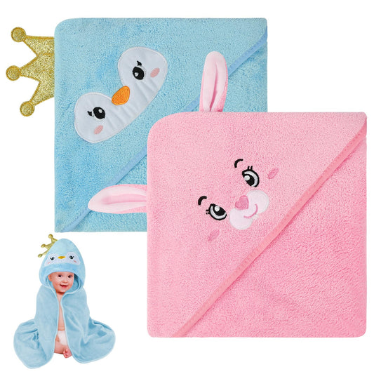Aolso Hooded Towel Baby, 80 x 80 cm Baby Towel Hood, Baby Wash Cloth, Coral Fleece Baby Towel with Hood for Newborns, Soft and Super Absorbent, Unisex (Grey Elephant)