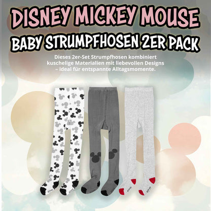 United Labels Disney Mickey Mouse Baby Tights for Boys and Girls - Baby Tights Baby Clothing Grey White (Pack of 3)