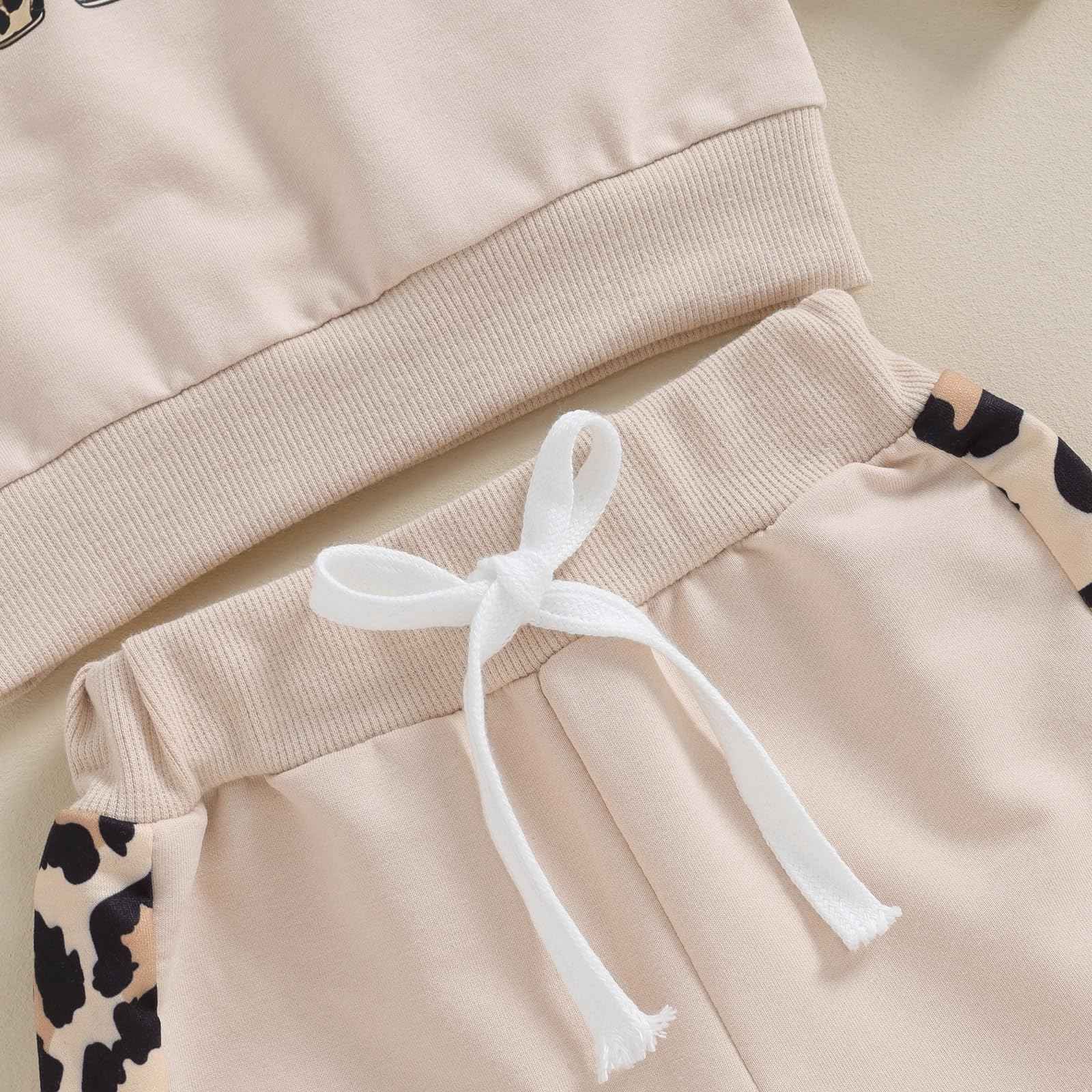 Geagodelia Baby Girl Clothing Outfit Set Long Sleeve Sweatshirt + Leopard Trousers Newborn Soft Baby Set Mama's Mini 2-Piece
