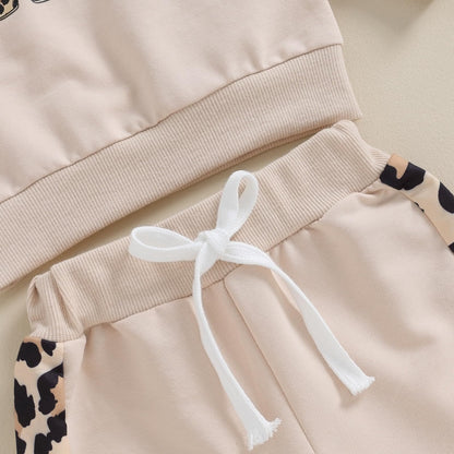 Geagodelia Baby Mädchen Kleidung Outfit Set Langarm Sweatshirt + Leopard Hose Neugeborenen Weiche Baby Set Mama’s Mini 2-teilig