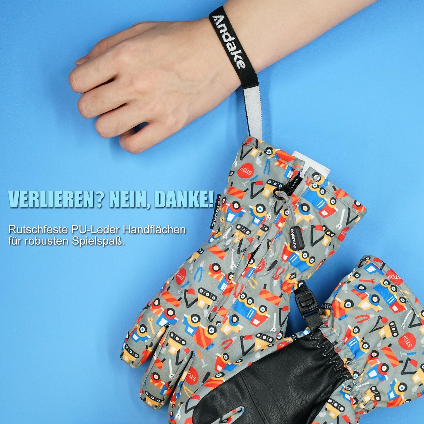Andake Children's gloves, windproof, waterproof, warm winter gloves, skiing, outdoor sports, riding gloves, boys and girls