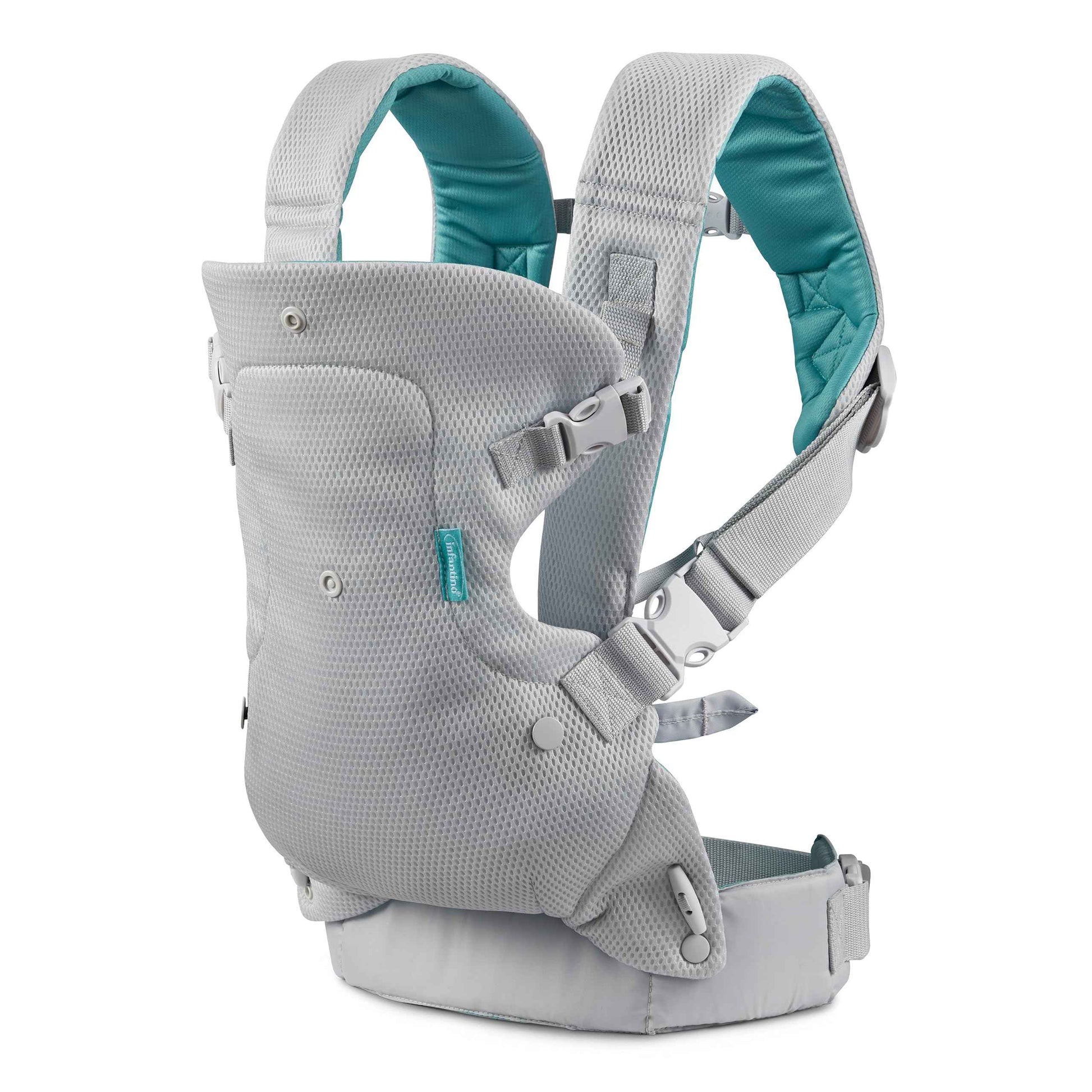 Infantino Flip Advanced 4-in-1 Babytrage, Ergonomisch, Umwandelbar, mit Blickrichtung Nach Innen und Außen, Vorne und Hinten Tragbar für Neugeborene bis Kleinkinder von 3,6-14,5 kg, Grau