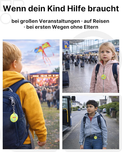 1x Notfallkontakt Anhänger für Kinder mit NFC – diskrete SOS Lösung ohne sichtbaren Namen & Daten – Telefonnummer selbst speicherbar & jederzeit änderbar – Alternative zum SOS Armband