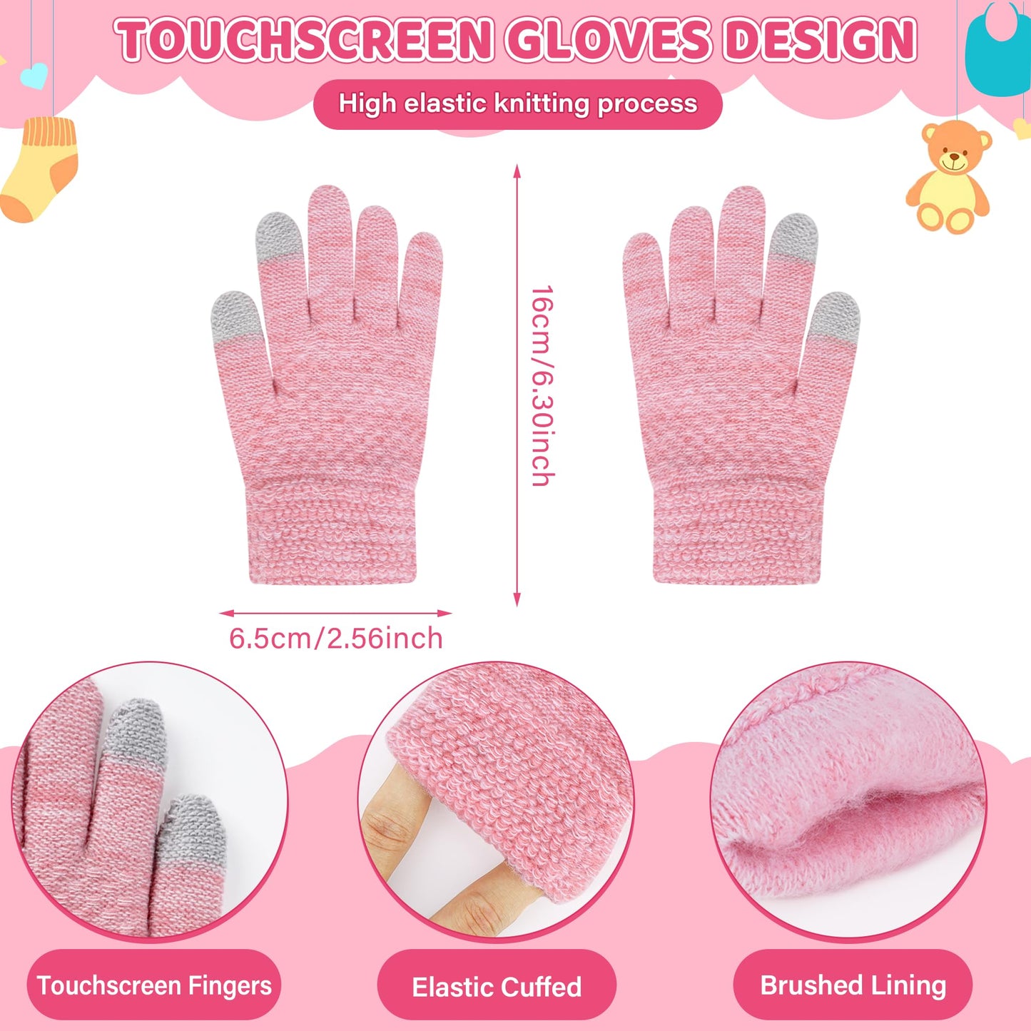 Kinder Winter Hut Loop Schal Touchscreen Handschuhe Set 2 3 4 5 6 7 Jahre Kleinkind Winter Hut Beanie Tube Schal Gestrickte Pom Hüte Geschenk Mädchen Jungen