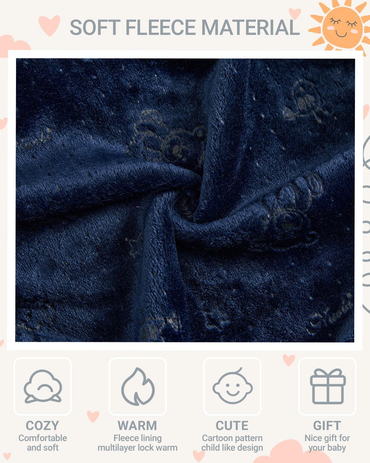 Baby Schneeanzüge mit Kapuze, Baby Overall Winter Fleece Strampler Neugeborenen Junge und Mädchen Einteiler Anzug für 0-12 Monate