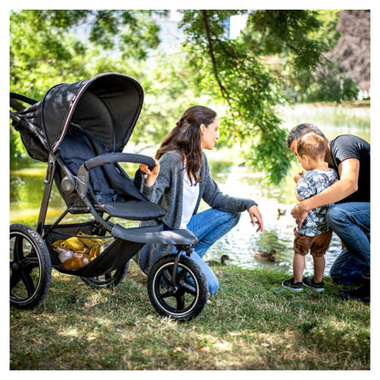 Hauck Runner, Schwarz/Neongelb - Robuster All-Terrain-Pugchair mit Regenschutz, XL Pneumatische Lufträder, verstellbare Rückenlehne von Geburt bis zu 22 kg, höhenverstellbarer Griff, XL Mesh-Fenster