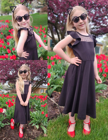 Arshiner Girls Dress Summer Dress Ruffle Short Sleeve Mesh A Line Casual Party Dresses with Pockets Kids Dresses for 6-13 Years 