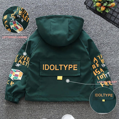 L SERVER Transition Jacket Boys Windbreaker with Hood Fashion Trench Coat Children Lightweight Windbreaker Outdoor Jacket for Spring and Autumn 