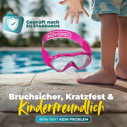 KIDVERSE Schnorchelset Kinder - Taucherbrille mit Schnorchel - Panorama Taucherbrille mit Nase - Kindertaucherbrille Alternative Schnorchelmaske