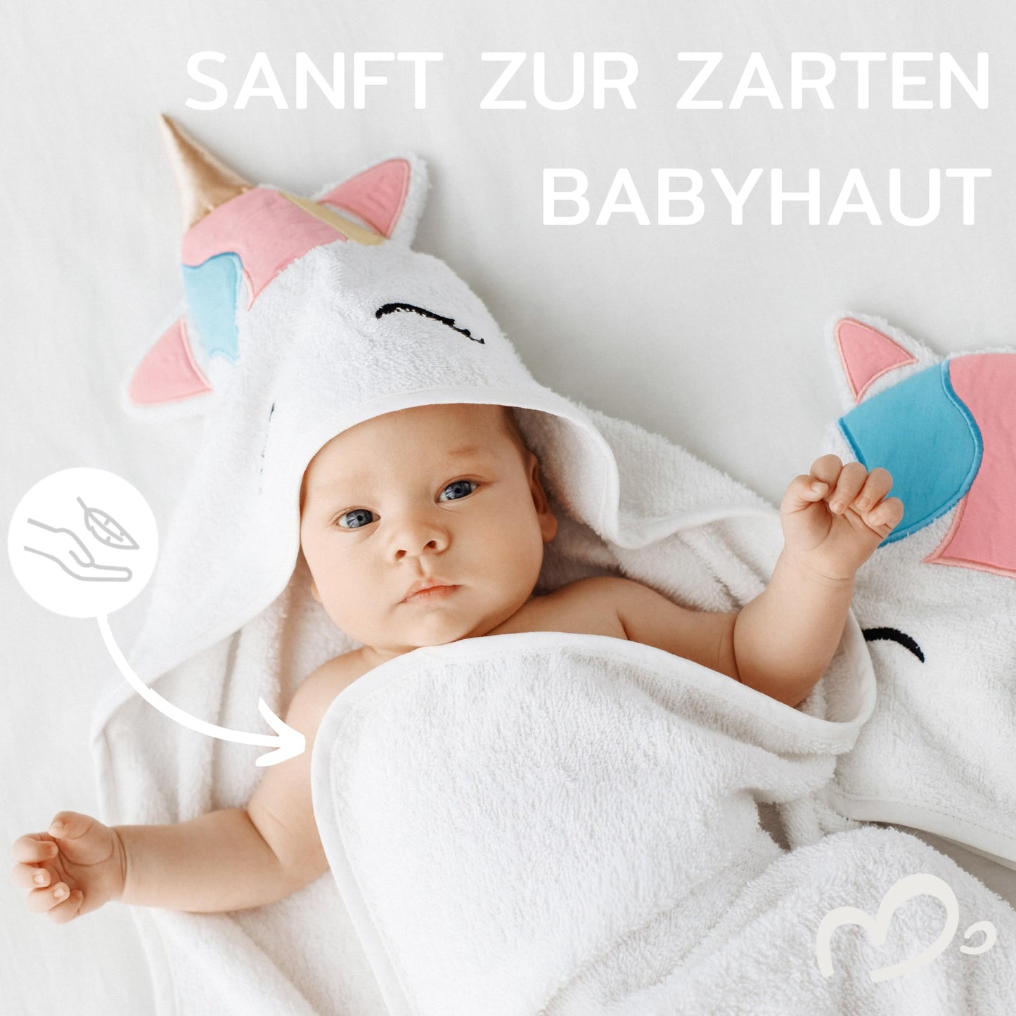 MIRARI Kids Babyhandtuch mit Kapuze und Waschlappen 100x100 cm – Handtuch Rentier aus 100% Baumwolle - REH Badetuch mit Kapuze - Geschenk Geburt - Baby Erstausstattung Neugeborenen Set