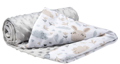 Medi Partners Babydecken Baby 100% Baumwolle Krabbeldecke Babydecke 75x100cm doppelseitig Kinderbett Minky Kuscheldecke Kinderwagen (REH mit grauem Minky)