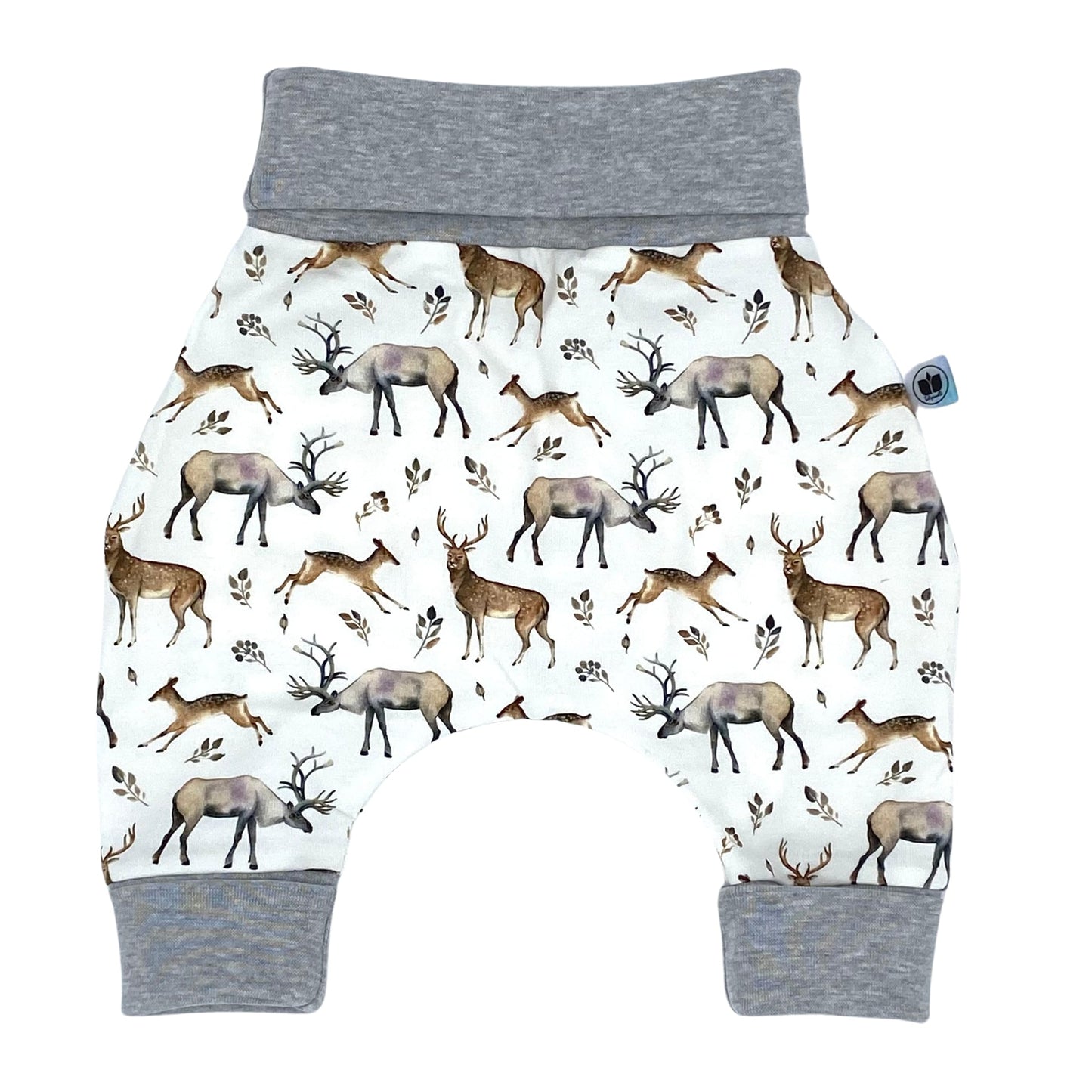 Baby Baggy Trousers, Handmade Cotton Jersey Grow Trousers, Sizes 50-74, 68-86, 92-104, Wide Waistband (Wild Life, 50-74)