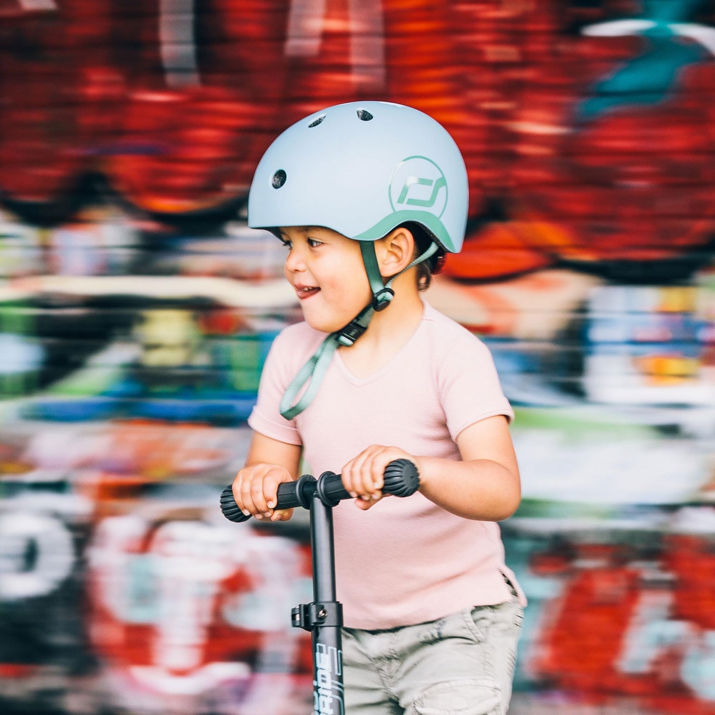 Scoot and Ride Baby Helmet with Adjustable Straps - Matte Finish - Small and Medium - Includes LED Safety Light and Soft Fleece Padding for Extra Protection