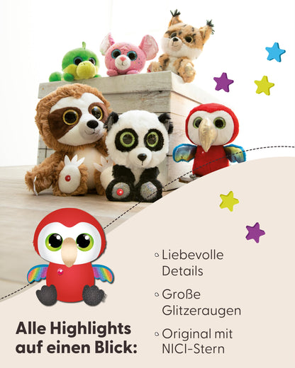NICI GLUBSCHIS Lynx Lenzo 15cm - Dangling cuddly toy lynx with big glittery eyes - 49295 