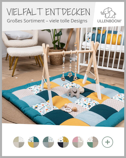 ULLENBOOM Krabbeldecke für Baby 100x100 cm, 100% OEKO-TEX Materialien, Made in EU, Dick & weich gepolstert, Sandblume - ideal als Babydecke, Laufgittereinlage & Spieldecke Baby