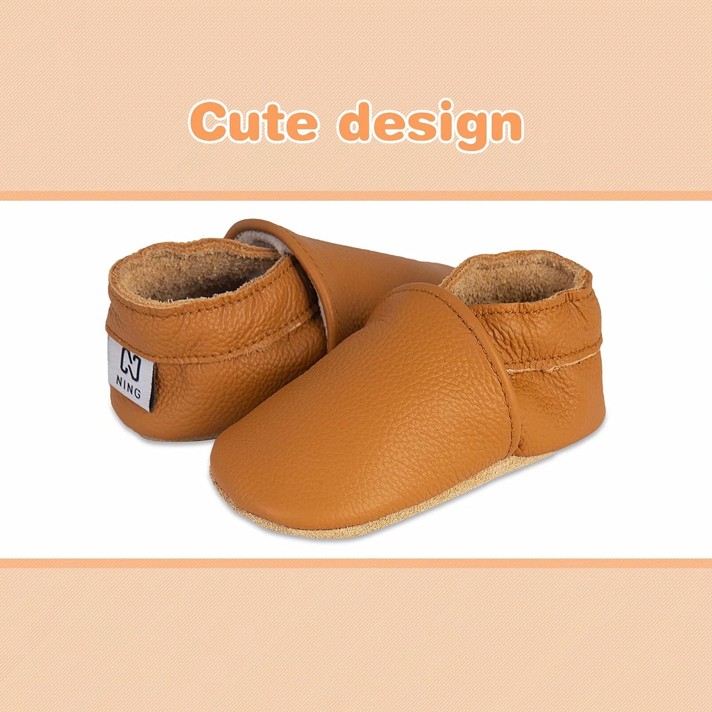 HMIYA Weiche Leder Krabbelschuhe Babyschuhe Lauflernschuhe mit Wildledersohlen für Jungen und Mädchen 0-6 Monate 6-12 Monate 12-18 Monate 18-24 Monate