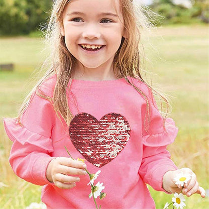 CM-Kid Girls' Long-Sleeved Sweatshirt, Children's Shirts, Cotton, Warm Tops, 1-7 Years, Size 92-122
