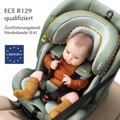 Jovikids 360° Drehbar Kindersitz mit ISOFIX und Ruheposition, i-Size(ECE R129) 40-150cm(0-36kg) Reboarder Baby Autositz, ab Geburt -12 Jahre (blau) - Meloni2