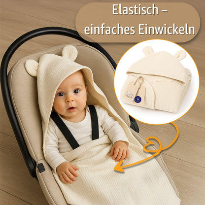 Musselin Einschlagdecke Babyschale Baby Decke 85x85 cm - Atmungsaktive Blanket für Kinderwagen und Autositz für Neugeborenen und Kleinkinder Oeko-Tex