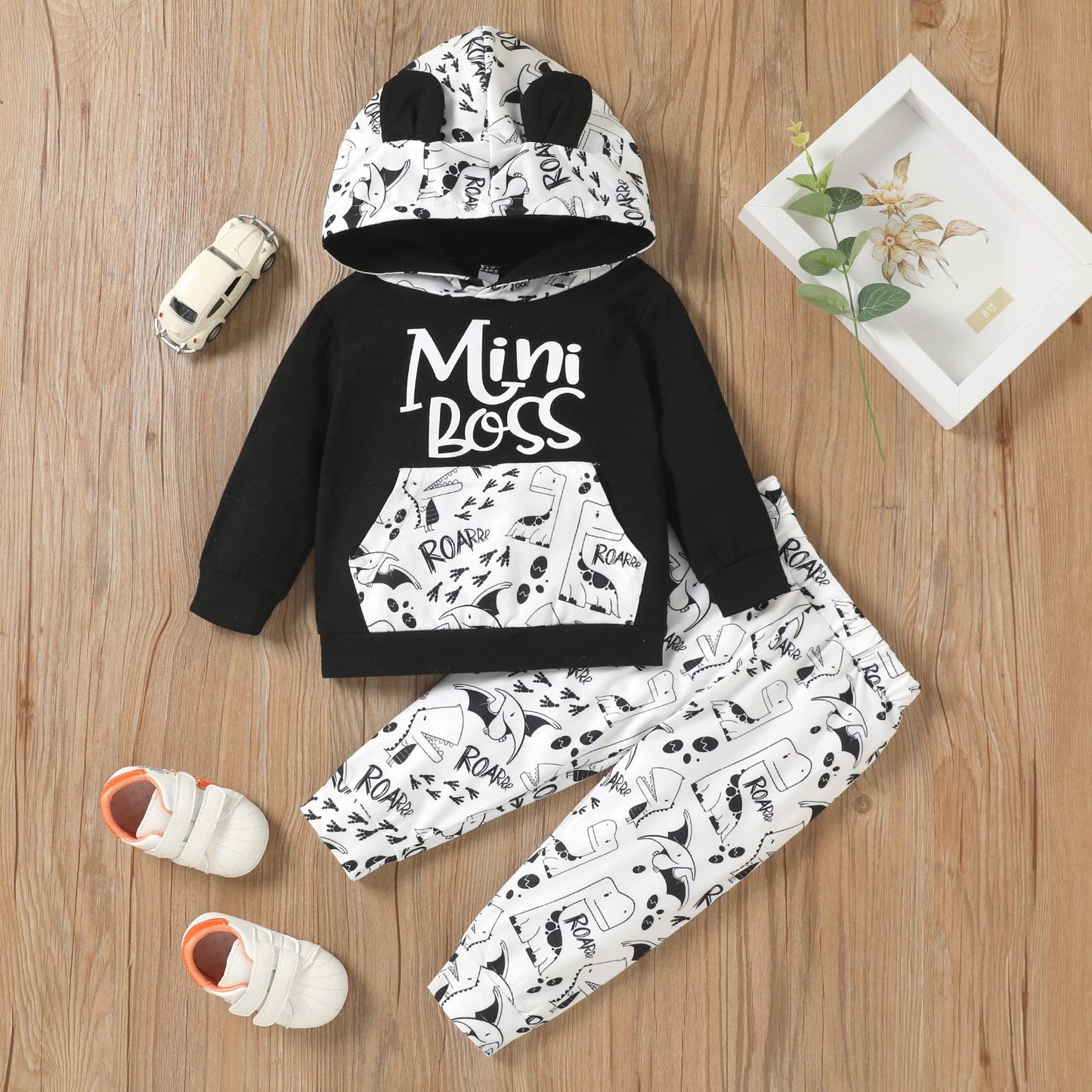 Yassiglia Baby Jungen Kleidung Set Neugeborene Zweiteiler Outfit Kleinkind Herbst Bekleidungssets Jogginganzug für Baby Junge Kapuzenpullover + Hosen Set
