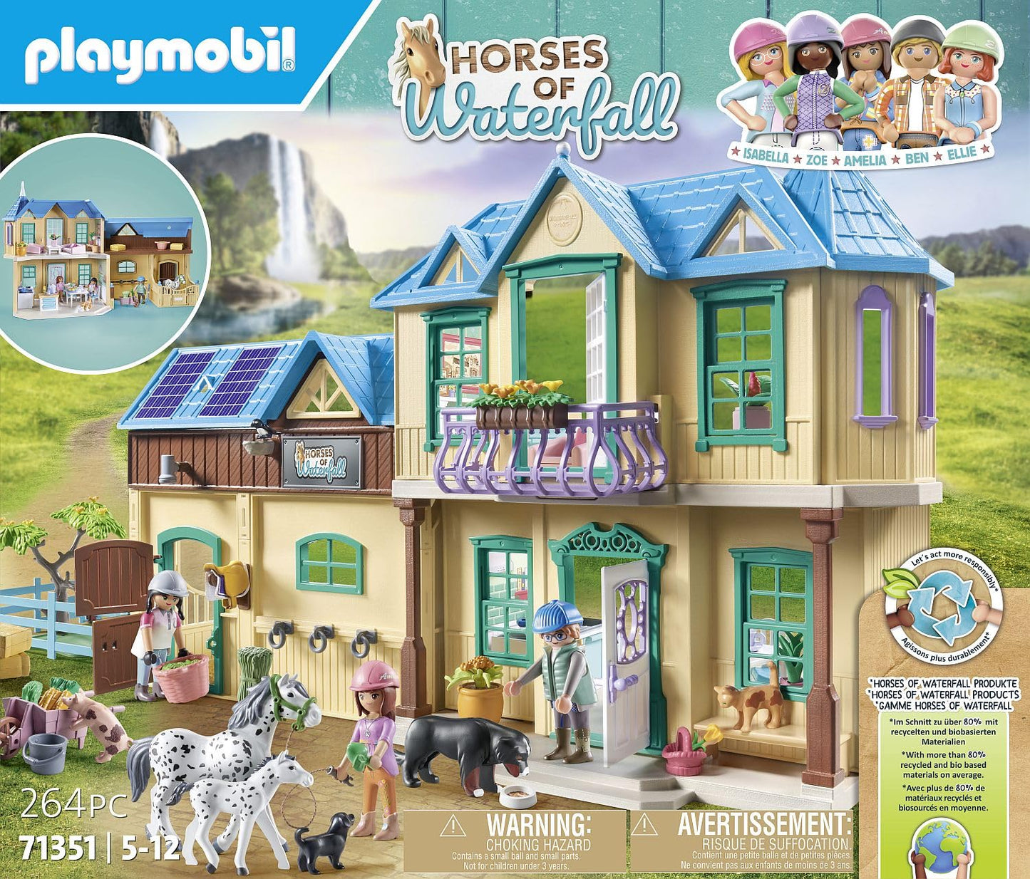 PLAYMOBIL Horses of Waterfall 71351 Waterfall Ranch, magisches Wasserfall-Paradies für Pferdefreunde, nachhaltiges Spielzeug für Kinder ab 5 Jahren