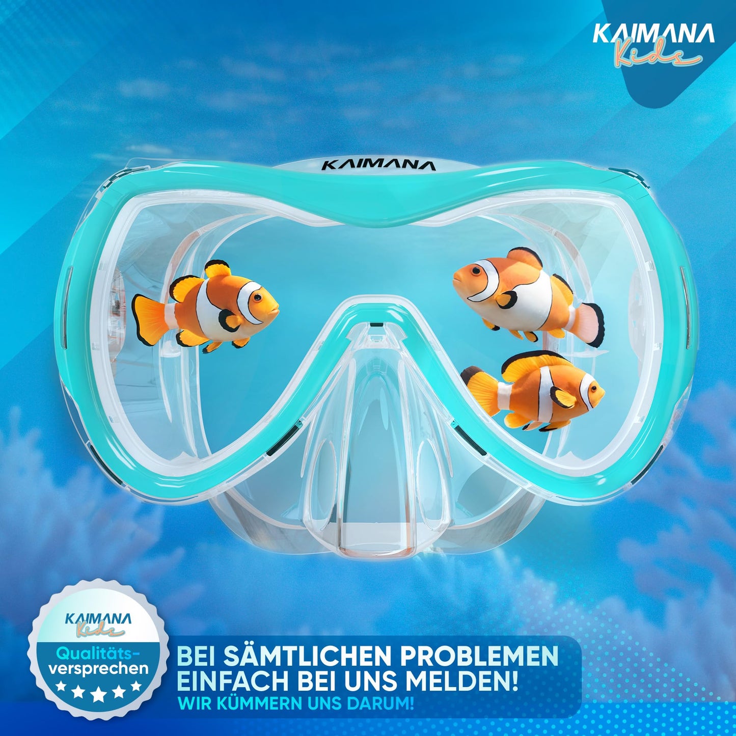 Das Neue KAIMANA® SeaExplorer Schnorchelset Kinder + Tragetasche, Taucherbrille mit Schnorchel, Taucherbrille Kinder, Alternative zur Schnorchelmaske Kinder, Taucherbrille mit Stoffband/Silikonband