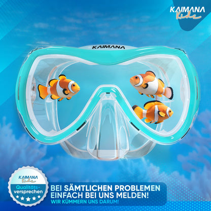 Das Neue KAIMANA® SeaExplorer Schnorchelset Kinder + Tragetasche, Taucherbrille mit Schnorchel, Taucherbrille Kinder, Alternative zur Schnorchelmaske Kinder, Taucherbrille mit Stoffband/Silikonband