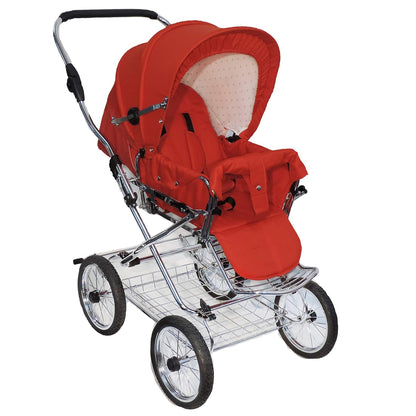 EICHHORN Kinderwagen Combination Pram Complete Set, 0-3 Years, Convertible to Sports Pram, Includes Baby Carry Bag, Fabric Red (ECCO Wheel)