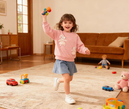 Sweatshirt Mädchen Pullover Kinder Mädchen Baumwolle Langarm Shirt Einhorn Bunny Warm Tops 2-8 Jahre Größe 92 98 104 110 116 122 128