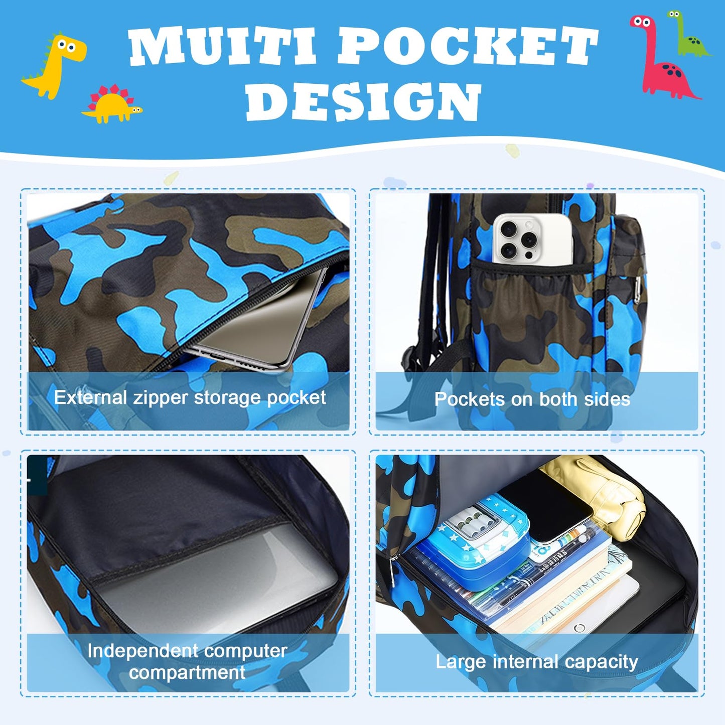 Kinderrucksack Jungen, Mini-Dinosaurier-Rucksack, Kindergarten Schulrucksäcke, Kleinkind Schultasche für Kinder, Jungen, Mädchen, Kleinkind