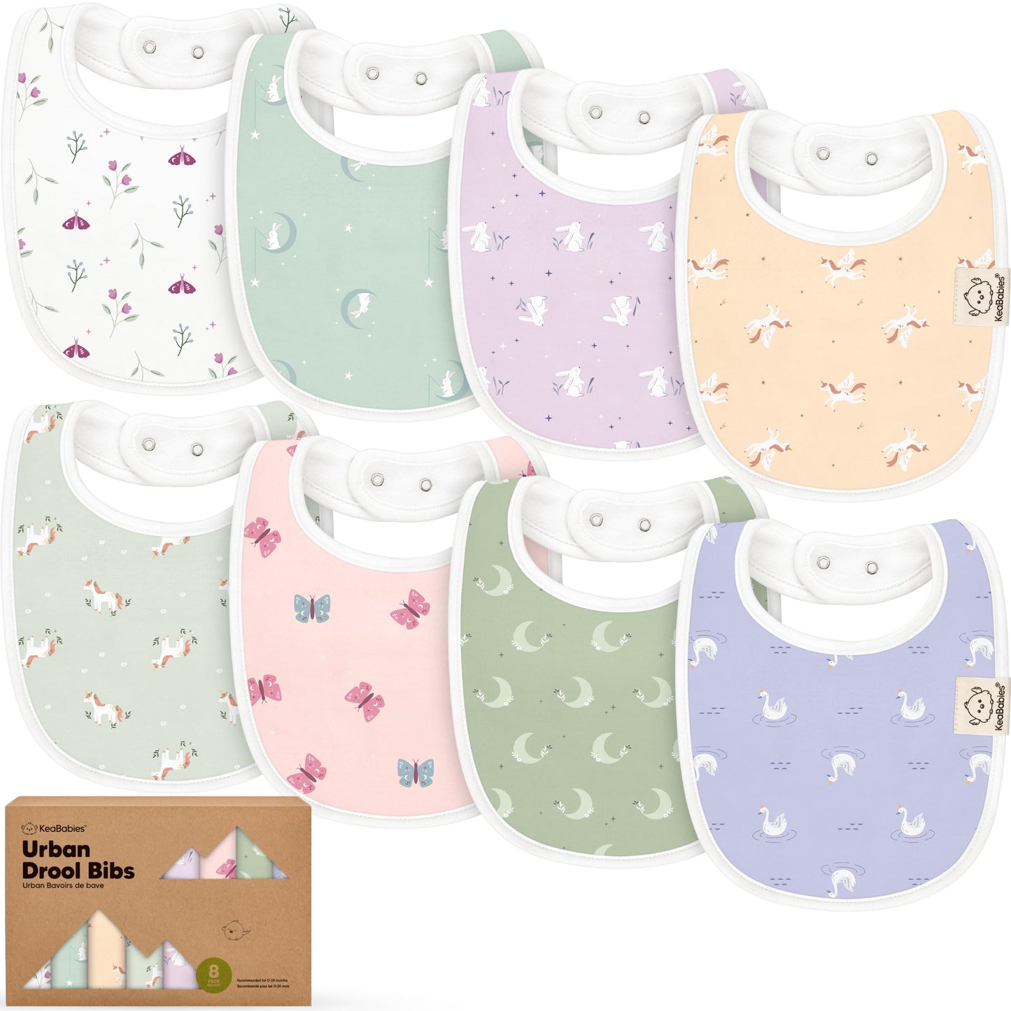 Baby Bibs for Boys &amp; Girls - 8-Pack Organic Cotton Teething Bibs - Baby Bibs for Girls &amp; Boys - Large Bibs for Infants, Toddlers (Wilderness) 