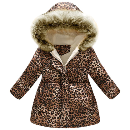 amropi Girls' Floral Winter Jacket with Fur Hood Warm Winter Coat Children's Jacket for 2-10 Years