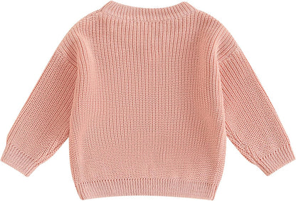 L&ieserram Baby Mädchen Jungen 1. Geburtstag Gestrickt Pullover Jumper Langarm Strickpullover Pulli Kleinkinder Kleidung Outfit Knitted Sweater 1 Jahr