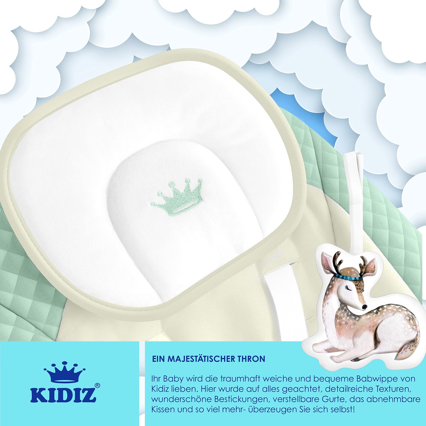 KIDIZ® Baby Rocker Baby Swing with 5 Speed Settings Foldable Baby Rocker Swing Baby High Chair with Play Arch Toys 5 Soothing Natural Sounds Newborn Anthracite