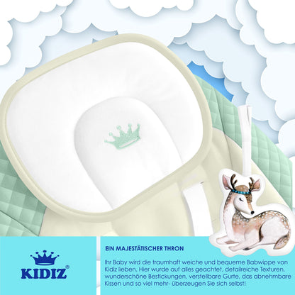 KIDIZ® Baby Rocker Baby Swing with 5 Speed Settings Foldable Baby Rocker Swing Baby High Chair with Play Arch Toys 5 Soothing Natural Sounds Newborn Anthracite
