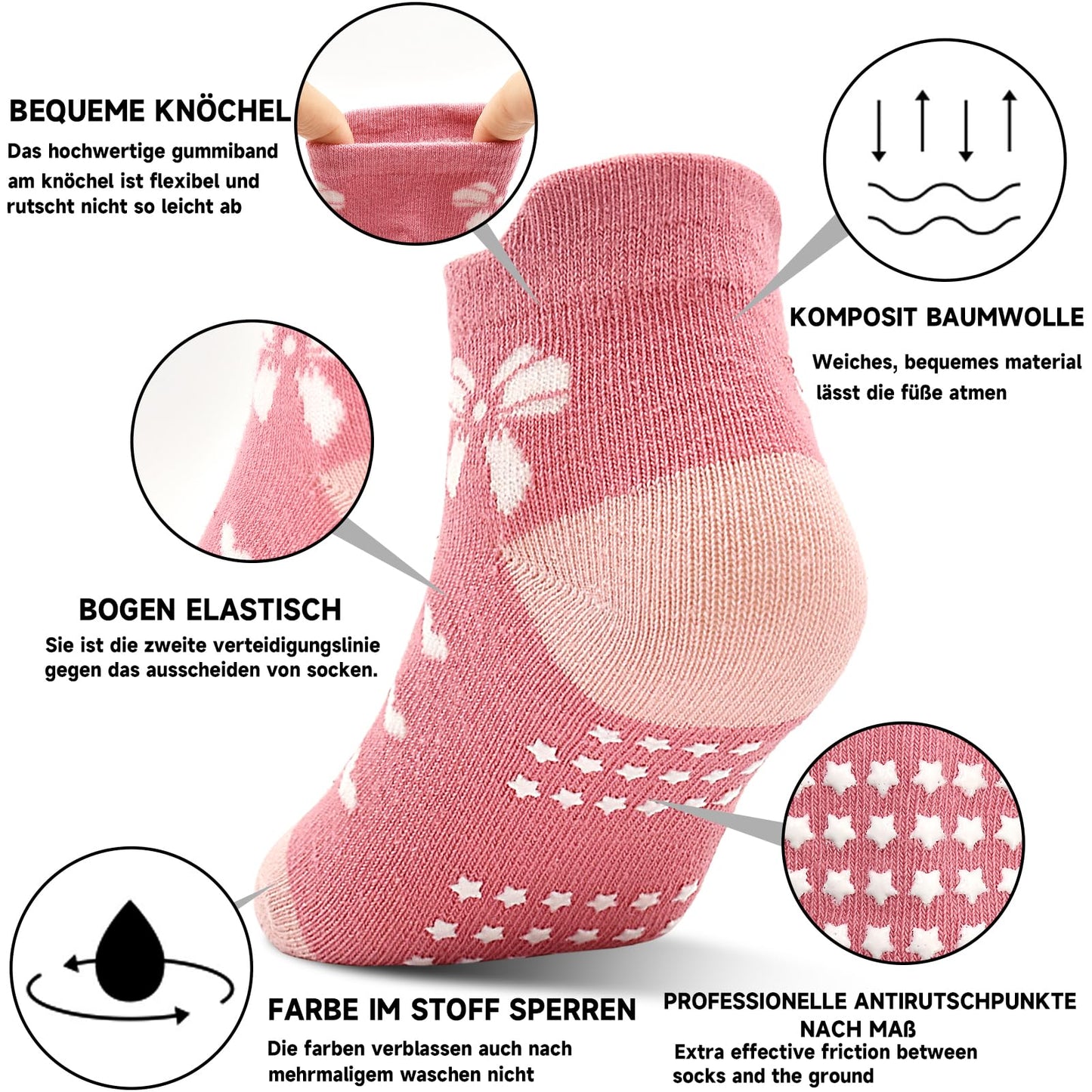 GRPSKCOS Stoppersocken Kinder 12 Paar ABS Socken Rutschfeste Socken Kleinkind Antirutschsocken für 1-7 Jahre Jungen Mädchen