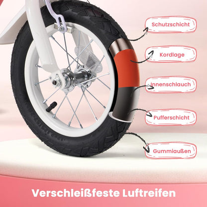 BODIOO 14 Zoll Kinderfahrrad Fahrrad für Mädchenmit und Jungen Stützrädern & verstellbarem Sattelfür Spielrad mit Korb & Klingel Fahrer von 94 bis 107 cm-Rosa - Meloni2