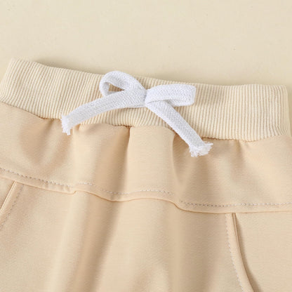 Carolilly Baby Suit 2-Piece Clothing Outfit Baby Clothing Set Cute Long Sleeve Sweatshirt Embroidered Bear + Long Trousers Warm Children's Suit Autumn Spring