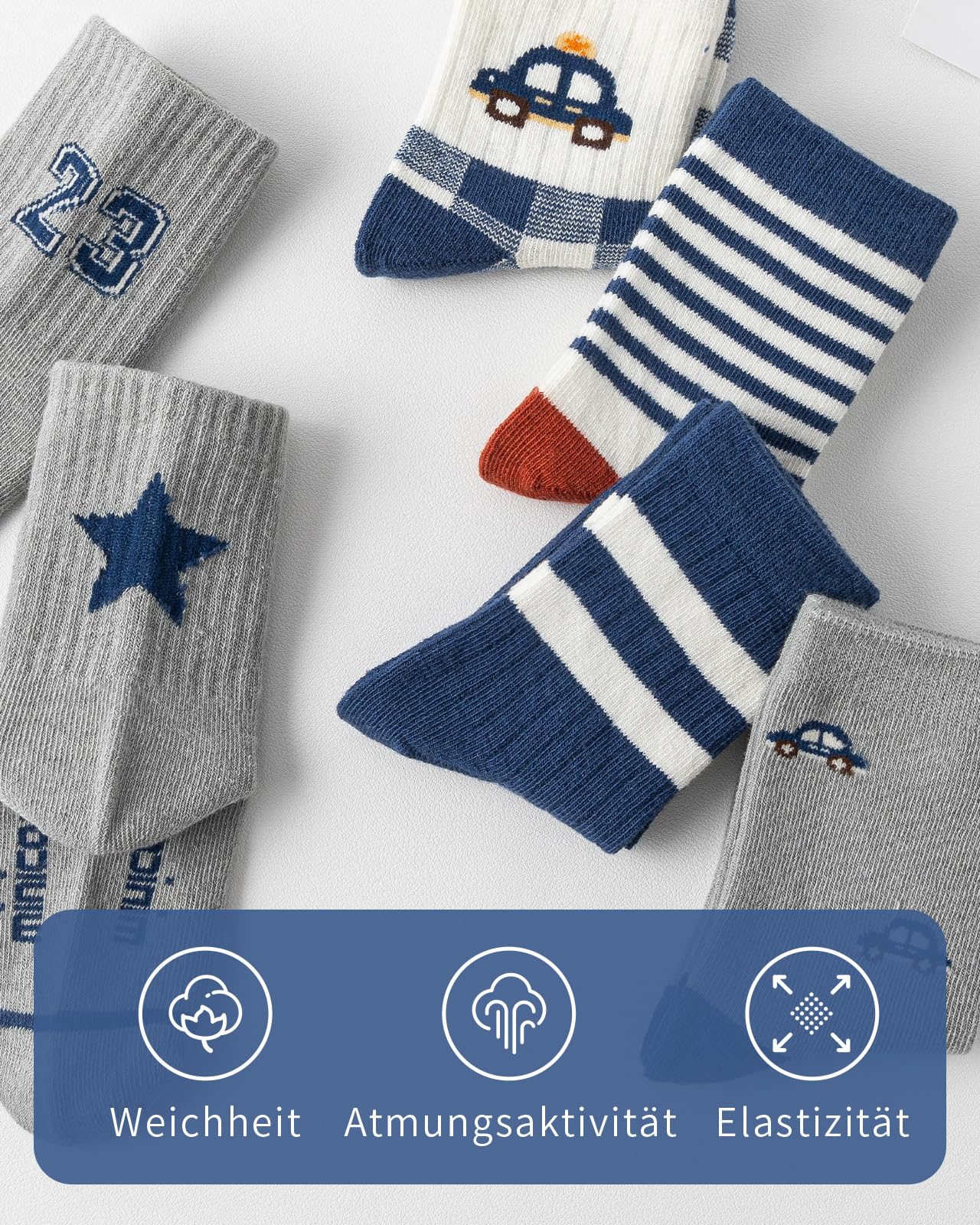 Kyopp 10 Paar Socken Kinder Mädchen und Jungen Funny Socken Lustig Animals Cotton Socken Crew Socks Winter/Sommer