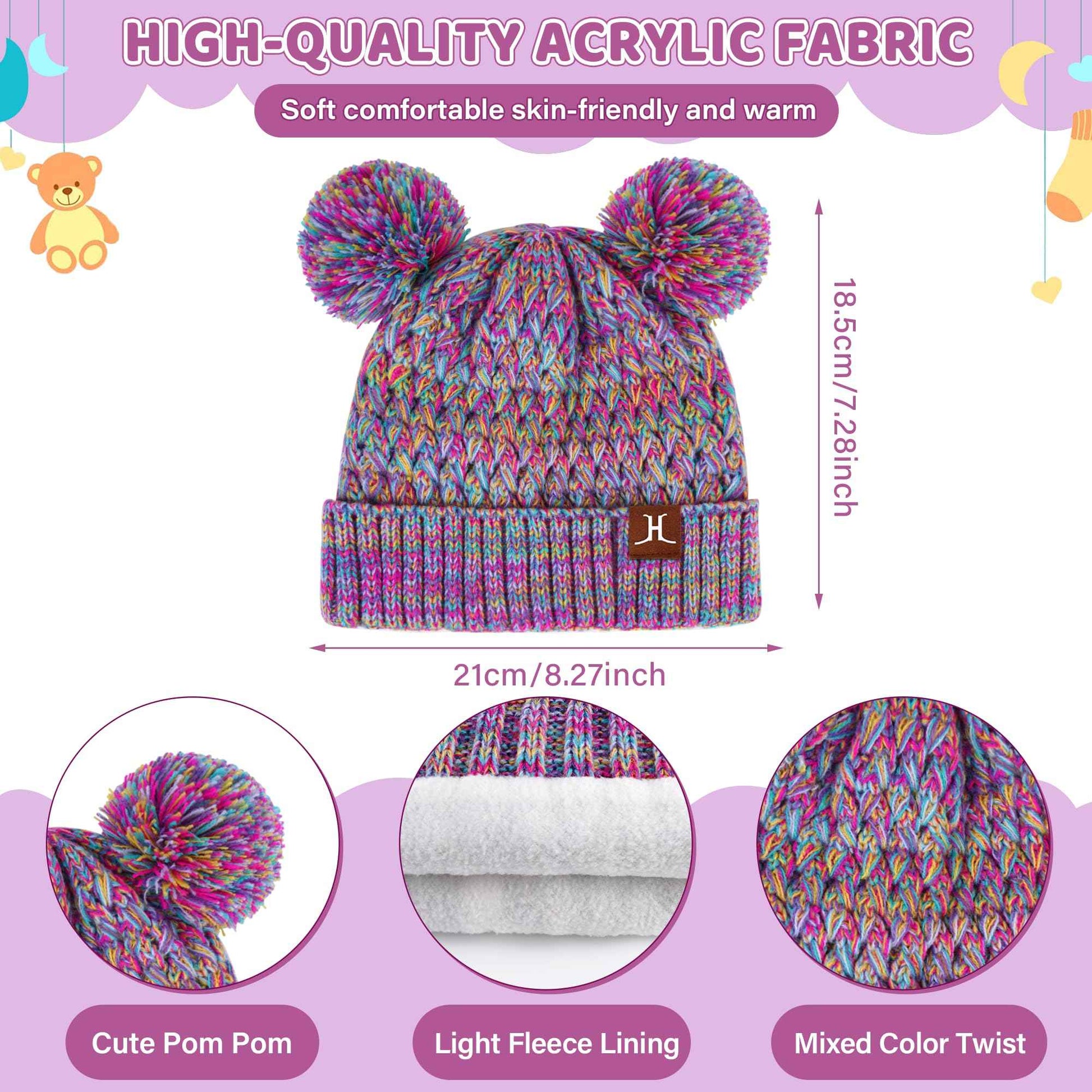 Children's Winter Hat Loop Scarf Touchscreen Gloves Set 2 3 4 5 6 7 Years Toddler Winter Hat Beanie Tube Scarf Knitted Pom Hats Gift Girls Boys