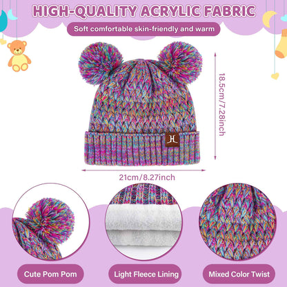 Children's Winter Hat Loop Scarf Touchscreen Gloves Set 2 3 4 5 6 7 Years Toddler Winter Hat Beanie Tube Scarf Knitted Pom Hats Gift Girls Boys