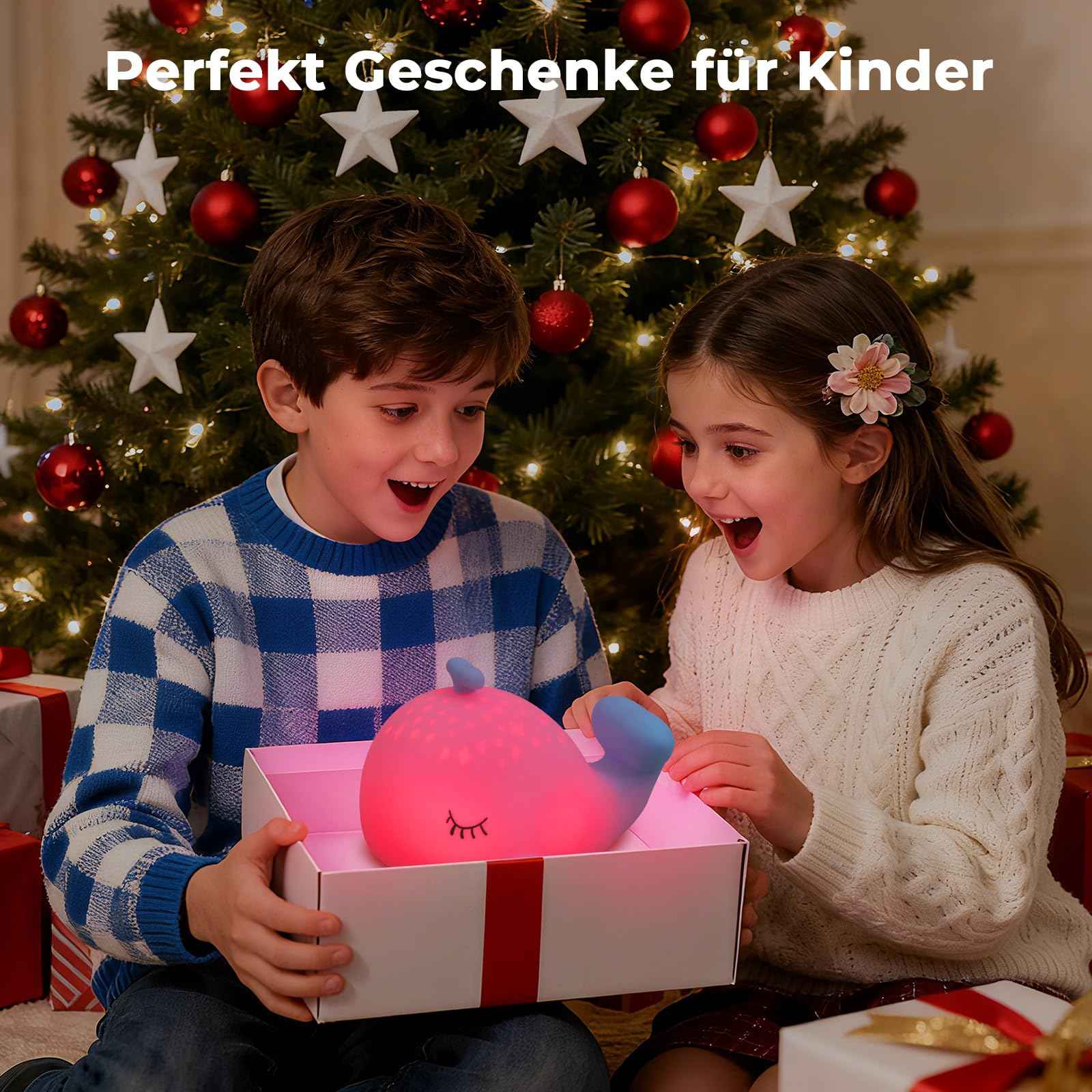 Nachtlicht Kinder Wal Silikon Nachtlicht Dimmbar RGB Tier Touch Aufladbare Kinderlicht Schlafzimmer Led Night Light Dekor Kinder Lampe Geschenke Für Mädchen Junge Weihnachtsgeschenke