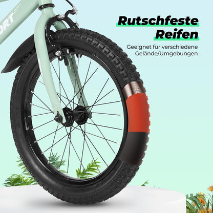 BODIOO Kinderfahrrad 12 Zoll, Fahrrad für Jungen und Mädchen mit Stützrädern, robustem Rahmen, verstellbarem Sitz, Rücktritt- und Handbremse, geeignet für Fahrer von 83 bis 96 cm (Minzgrau) - Meloni2