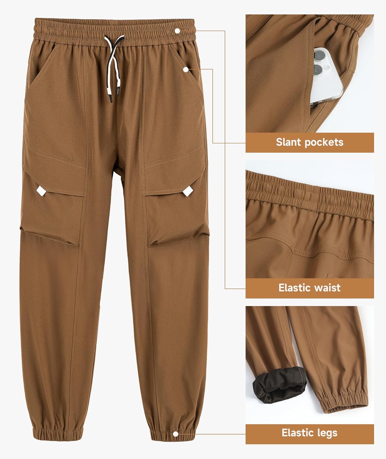 YOUNGSOUL Cargohose Jungen Wasserdicht Kinder Wanderhose Outdoor Jungs Cargo Hose mit Gummizug