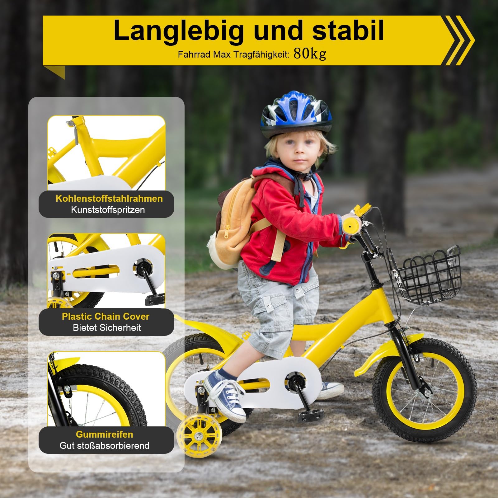 Charocean 12 Zoll Kinderfahrrad für ab 2-5 Jahre Jungen & Mädchen, Upgraded Kinder Fahrrad mit Stützrädern, Fahrrad für Kinder, HöHenverstellbar Kinderfahrräder für Schulung Outdoor Reiten - Meloni2